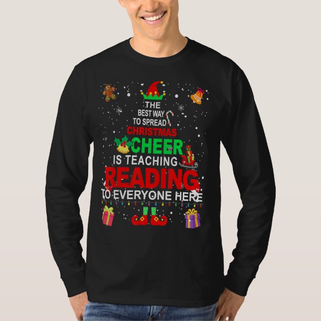 Camiseta Leyendo Navidades de profesores Shirt Elf Navidade (Anverso)