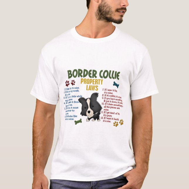 Camiseta Leyes 4 de la propiedad del border collie (Anverso)