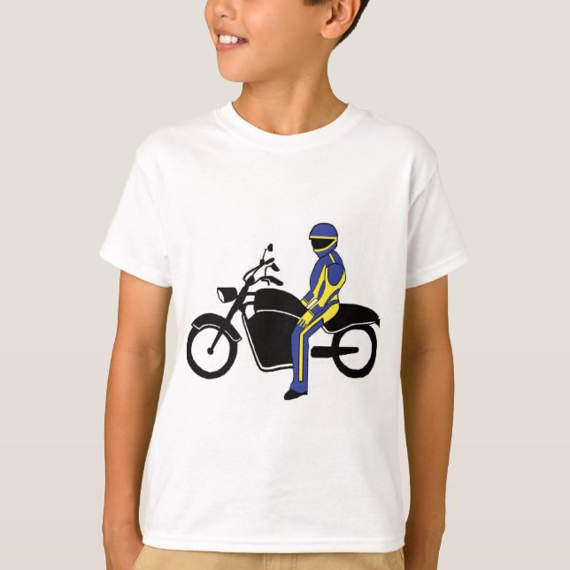 Camiseta Leyes azules y amarillas en carrera de motocicleta (Anverso)