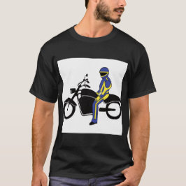 Camiseta Leyes azules y amarillas en carrera de motocicleta