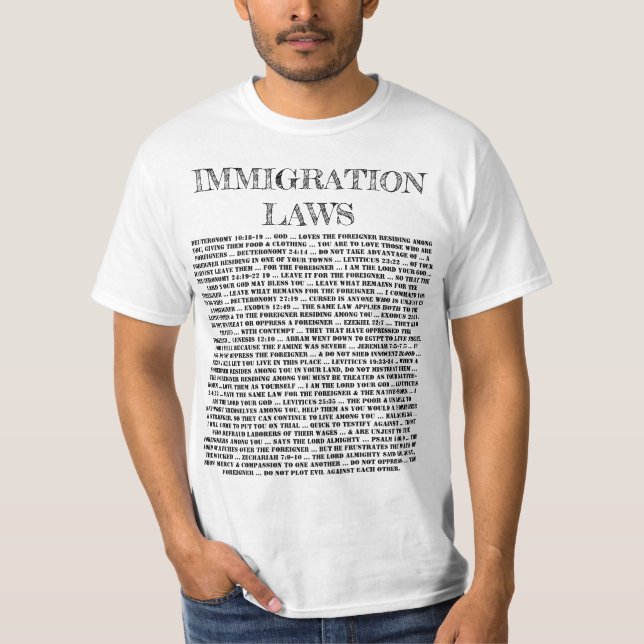 Camiseta Leyes de la inmigración de dios (Anverso)