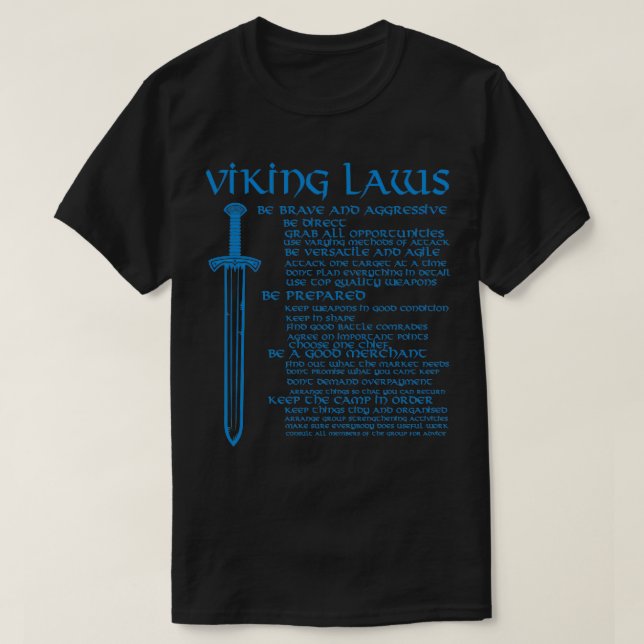 Camiseta Leyes vitales Guerreros escandinavos riñen azul (Diseño del anverso)