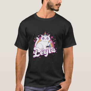 Camiseta Leyla Adorable Nombre Con Caticorn Hermoso