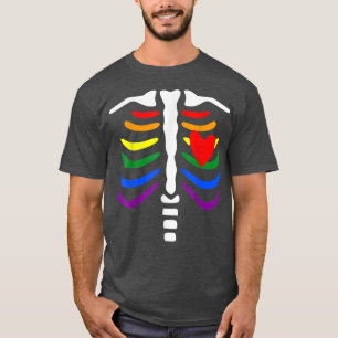 Camiseta LG divertida con el esqueleto arcoiris de la jaula