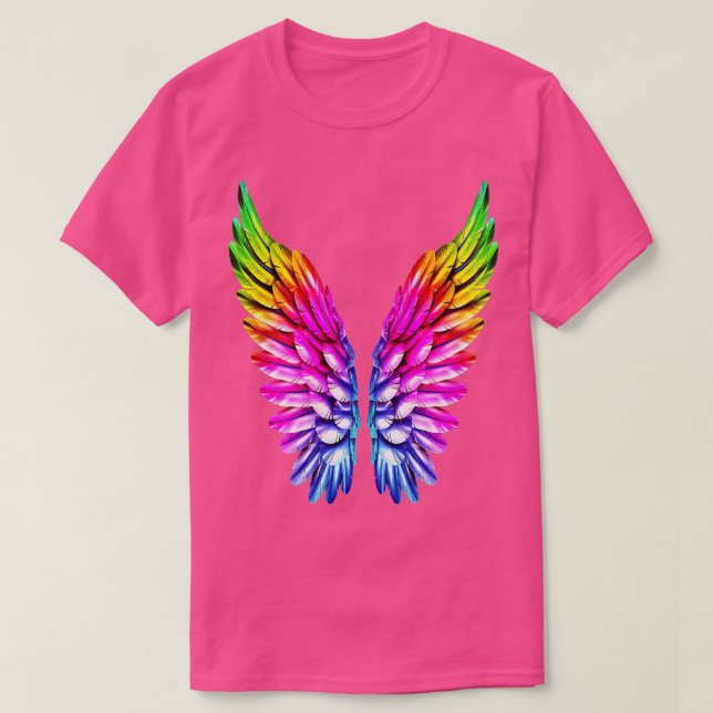 Camiseta LGB Alas Arcoiris Ángel del Orgullo Lesbiano Arcoi (Diseño del anverso)