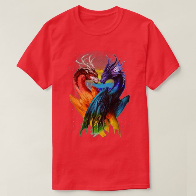 Camiseta LGB Dragon Heart Rainbow Heart Dragon LGB Pride  (Diseño del anverso)