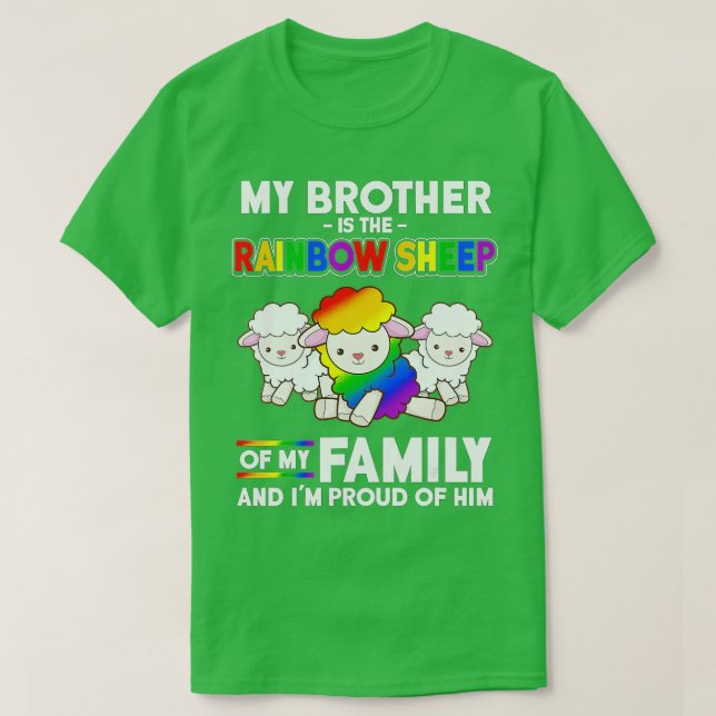 Camiseta LGB, mi hermano es una oveja arcoiris de la famili (Diseño del anverso)