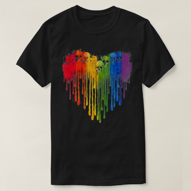 Camiseta LGB Skulls Heart Love Sugar Skull Rainbow LGB Prid (Diseño del anverso)