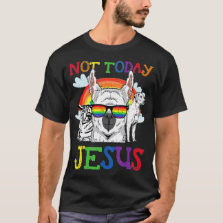 Camiseta LGBQ satánico No hoy Jesús llama perro gato G góti