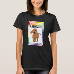 Camiseta Lgbt Advertencia De Arcoiris Dachshund Morde Homóf
