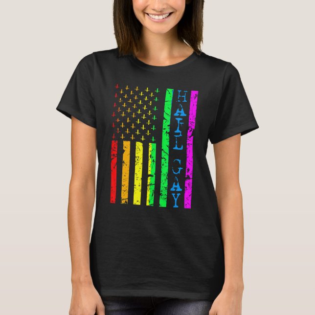 Camiseta Lgbt All Hail Gay Priam Flag Satanic (Anverso)