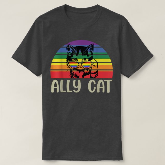 Camiseta LGBT Ally Cat Funny LGBTQ  (Diseño del anverso)