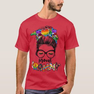 Camiseta LGBT Apoyo a Rainbow Messy Bun Orgulloso Grammy LG