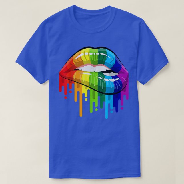 Camiseta LGBT Arcoiris levanta orgullo gay, homosexual, les (Diseño del anverso)