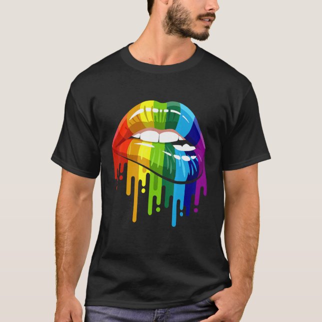 Camiseta Lgbt Arcoiris Lip Gay Pride Lgbt Para Hombres Muje (Anverso)