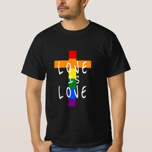 Camiseta LGBT cristiano gay - El orgullo cruza el de Dios (Anverso)
