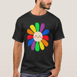 Camiseta Lgbt Daisy Flower Smile Face Rainbow Lgbt Gay Pri
