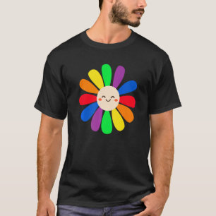 Camiseta Lgbt Daisy Flower Smile Face Rainbow Lgbt Gay Pri