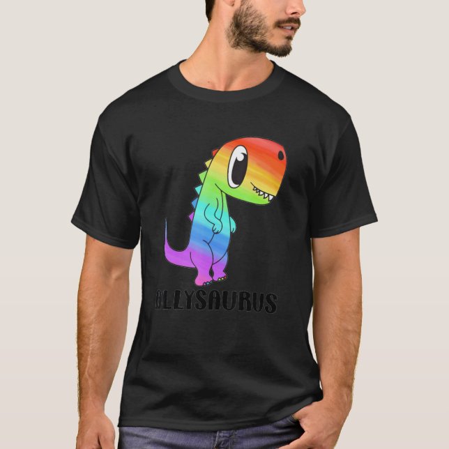 Camiseta LGBT Dinosaur Rex Gay Pride Dino Allysaurus Rainbo (Anverso)
