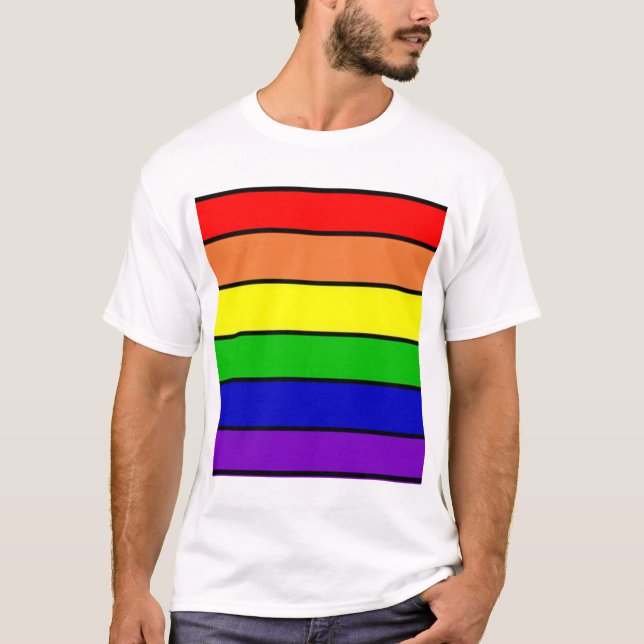 Camiseta LGBT Gay/Queer Colores Arcoíris (Anverso)