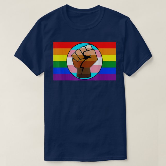 Camiseta LGBT Gay Trans Pride BLM Fist Flag  (Diseño del anverso)