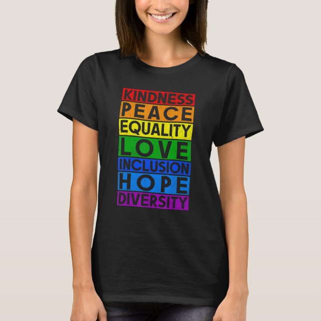 Camiseta LGBT Igualdad divertida amor Amabilidad Paz Lesbia (Anverso)