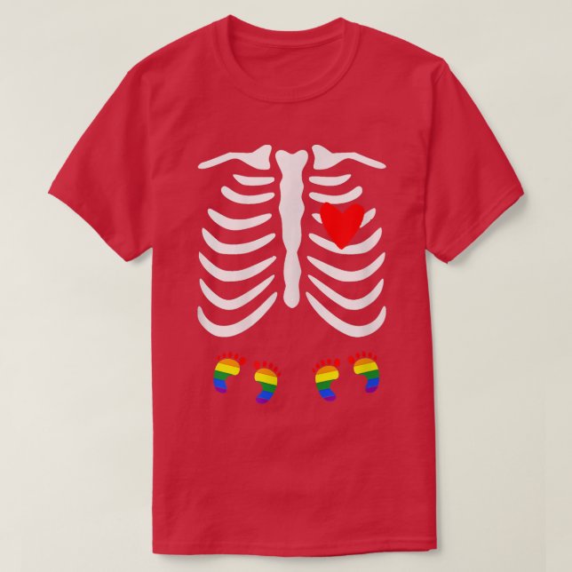 Camiseta Lgbt Invitación de Embarazo Twin Skeleton Baby Les (Diseño del anverso)