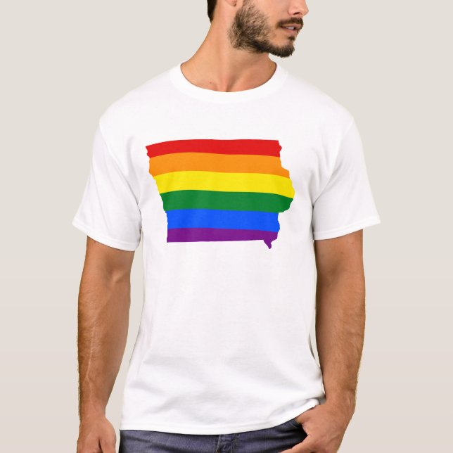 Camiseta LGBT Iowa, mapa de la bandera de los Estados Unido (Anverso)