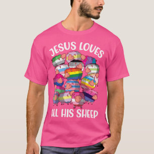 Camiseta Lgbt Jesús ama a toda su oveja Aliado Lesbiana Gay