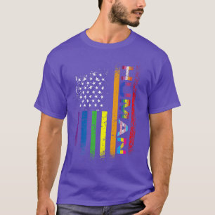 Camiseta LGBT LGBTQ+ Ally Rainbow American Flag Pride Human