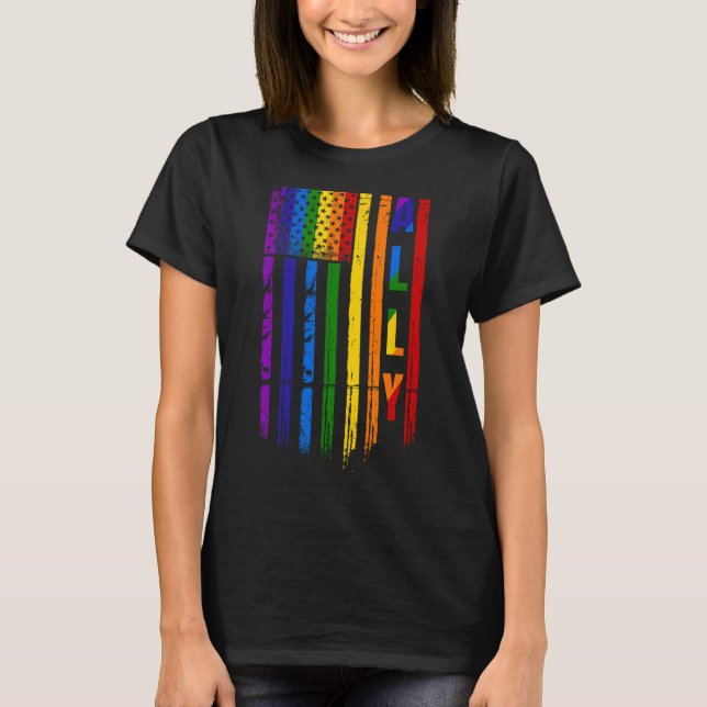 Camiseta Lgbt Lgbtq Orgullo Arcoiris Bandera Norteamericana (Anverso)