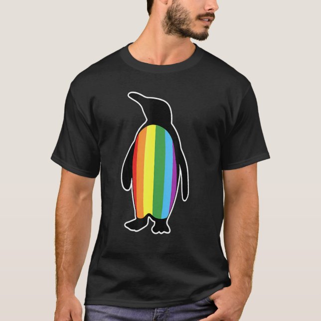 Camiseta Lgbt Lgbtq Orgullo Gay Bandera Arcoiris Pingüino (Anverso)