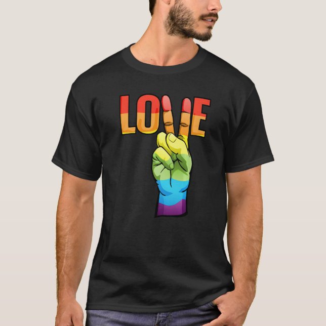 Camiseta LGBT Love Peace Sign Rainbow LGBTQ Pride Design Pr (Anverso)
