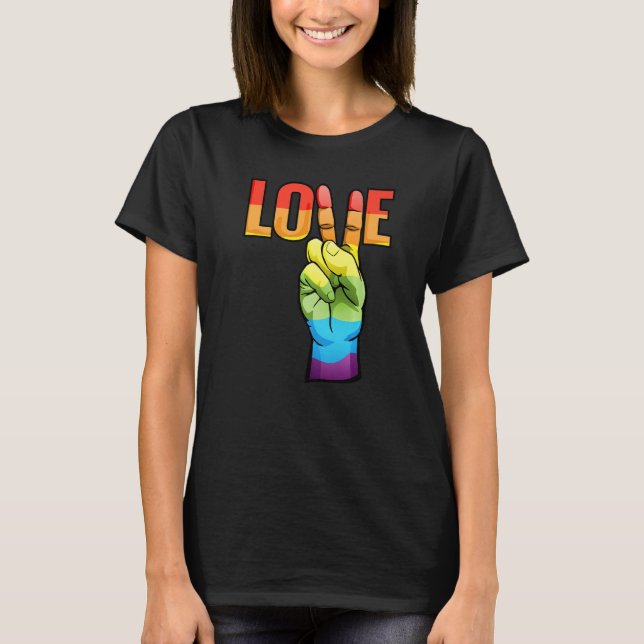 Camiseta LGBT Love Peace Sign Rainbow LGBTQ Pride Design Pr (Anverso)