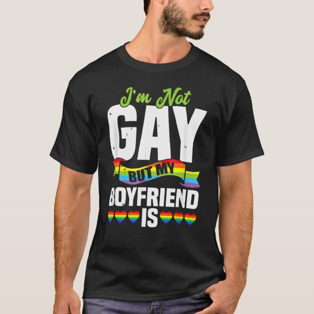 Camiseta Lgbt Mens No soy gay pero mi novio es (Anverso)