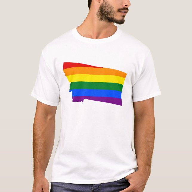 Camiseta LGBT  Montana, US state flag map T-Shirt (Anverso)