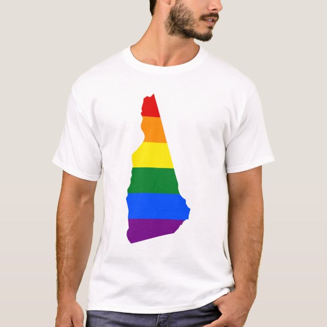 Camiseta LGBT New Hampshire, mapa de la bandera de los Esta (Anverso)