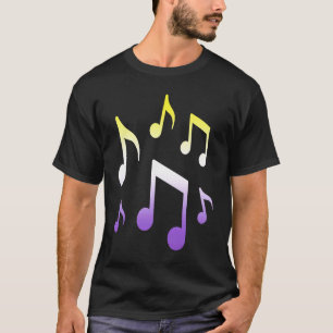 Camiseta LGBT no binario sutil notas de música músico LGBT