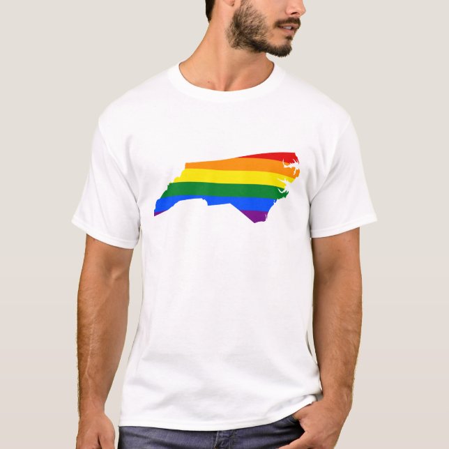 Camiseta LGBT North Carolina, US state flag map T-Shirt (Anverso)