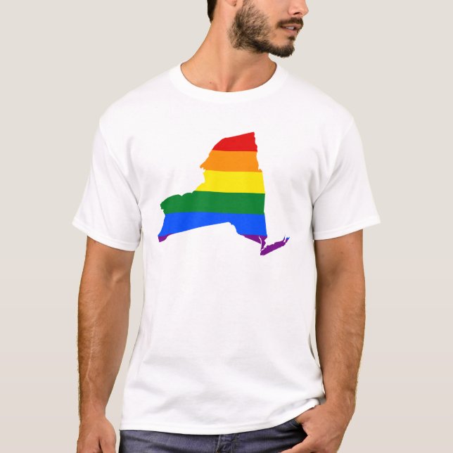 Camiseta LGBT Nueva York, mapa de la bandera de los Estados (Anverso)