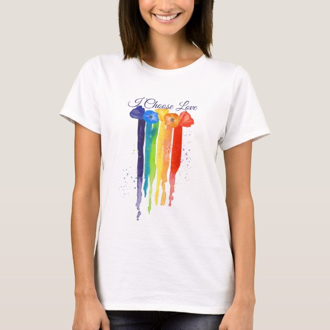 Camiseta Lgbt Orgullo Gay Flor Arcoiris Elegir Amor (Anverso)