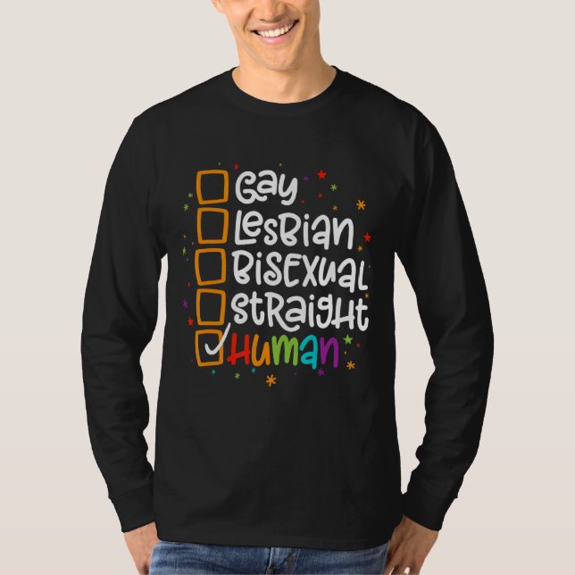Camiseta Lgbt Orgullo Gay Lesbiana Bisexual Directo Humano (Anverso)