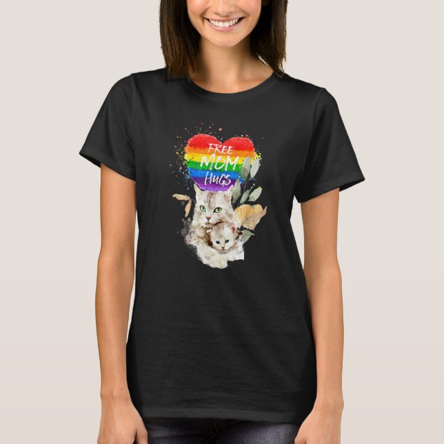 Camiseta Lgbt Orgullo Mamá Gato Y Mamá Libre De Gatitos Abr (Anverso)