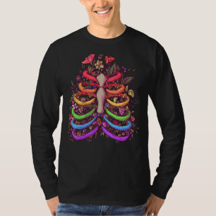 Camiseta Lgbt Orgullo Rib De Flor Jaula Esqueleto Arcoiris 