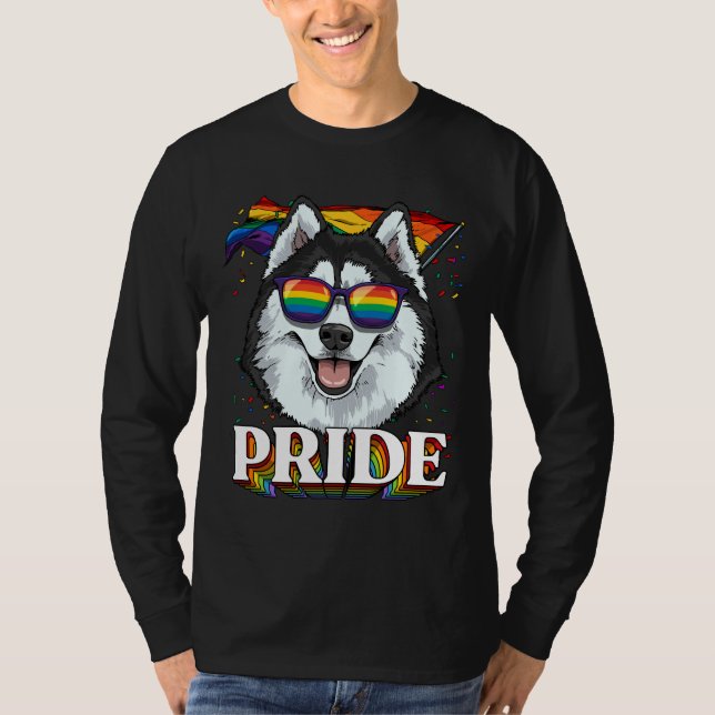 Camiseta Lgbt Orgullo Siberiano Husky Gay Lgbtq Bandera Arc (Anverso)