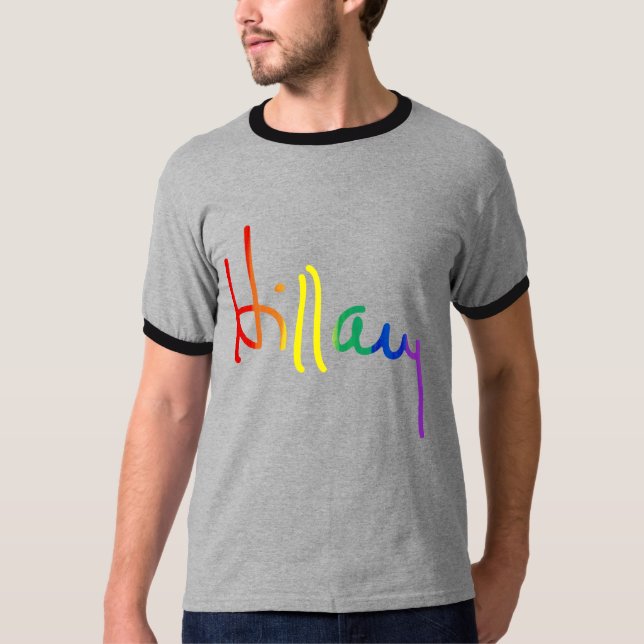 Camiseta LGBT para Hillary - bandera del arco iris - (Anverso)