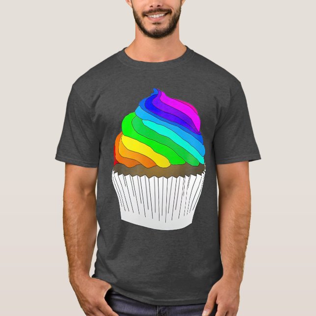 Camiseta LGBT Pastel de pastel de arcoiris morado LGBTQ (Anverso)