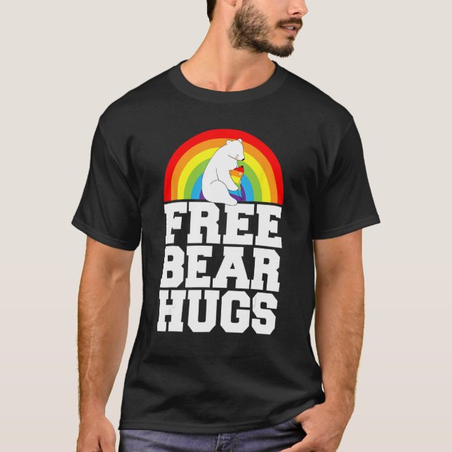 Camiseta LGBT Pride Free Bear Hugs Rainbow Support Human Ri (Anverso)