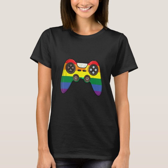 Camiseta LGBT Pride Gaymer Retro Video Game Controller Rain (Anverso)