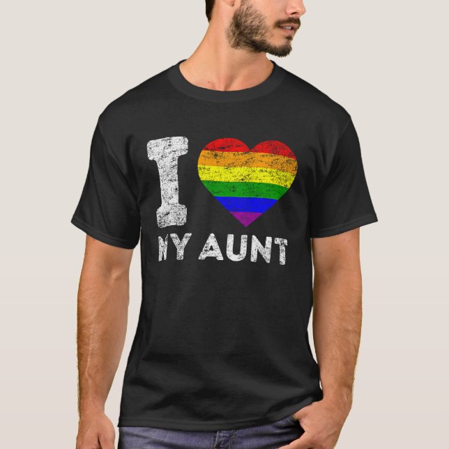 Camiseta LGBT Pride I Love My Aunt Rainbow Flag Support Fam (Anverso)